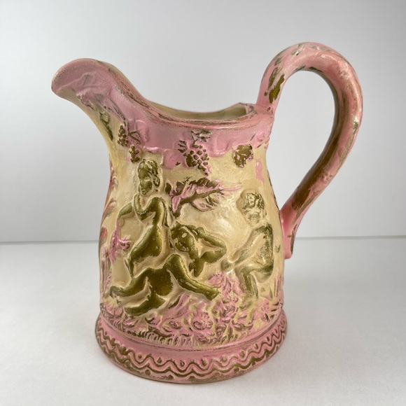 Vintage Other - Vintage Pink and Gold ceramic Cherubs pitcher